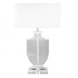 Kryształowa lampa z białym abażurem w stylu glamour